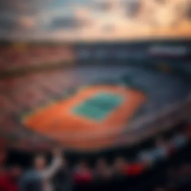 Overview of the iconic Roland Garros stadium during the tournament