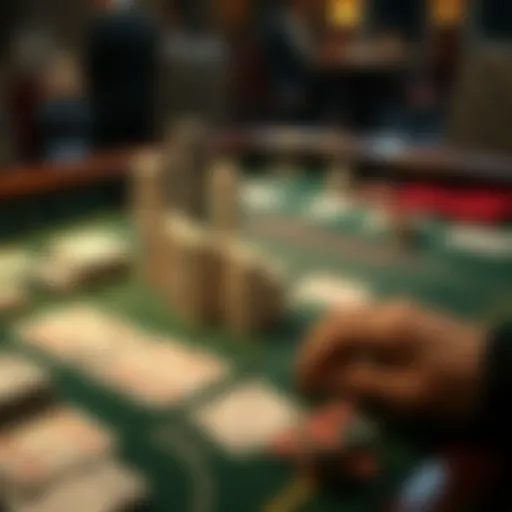 A strategic card game layout highlighting betting patterns