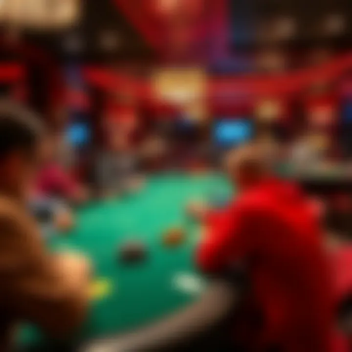 An overview of a casino table with players engaged