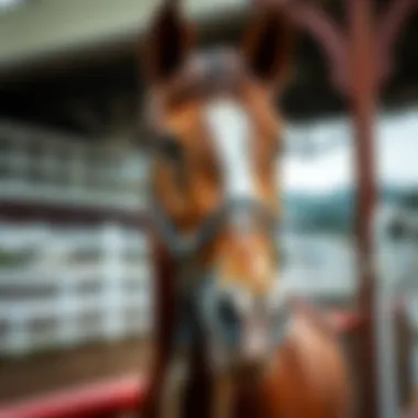 Close-up of a racehorse in the paddock