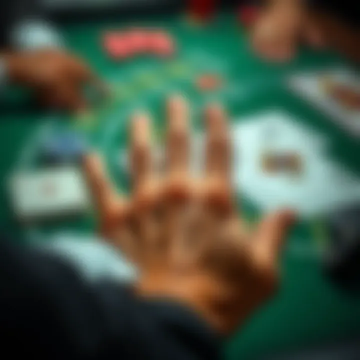 Dealer's Hand in Blackjack Close-up of a dealer's hand showing the blackjack rules