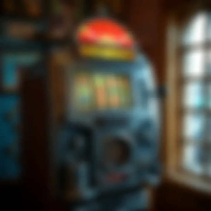 A vintage British slot machine showcasing its unique design