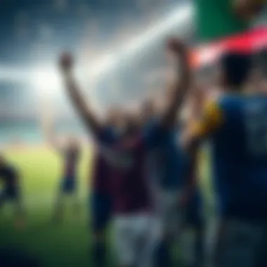 Celebration of a significant victory, reflecting the club's achievements