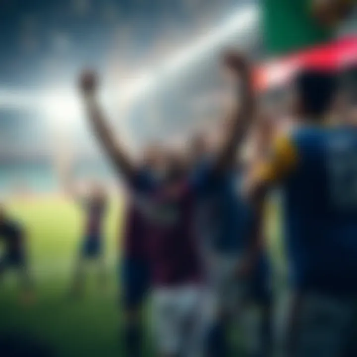 Celebration of a significant victory, reflecting the club's achievements