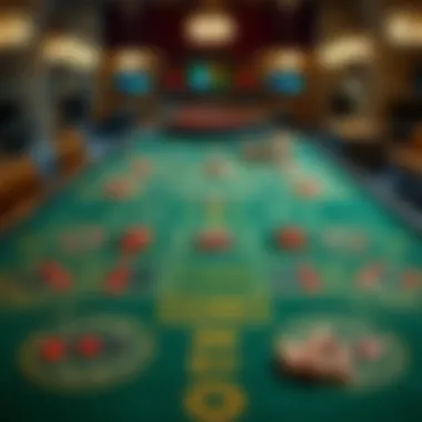 An intricate layout of a craps table showcasing various betting options.