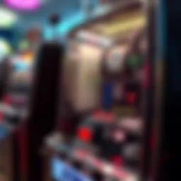 Detailed view of a classic slot machine showcasing its intricate mechanics