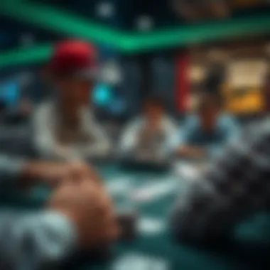 A strategic card game being played in a free casino setting