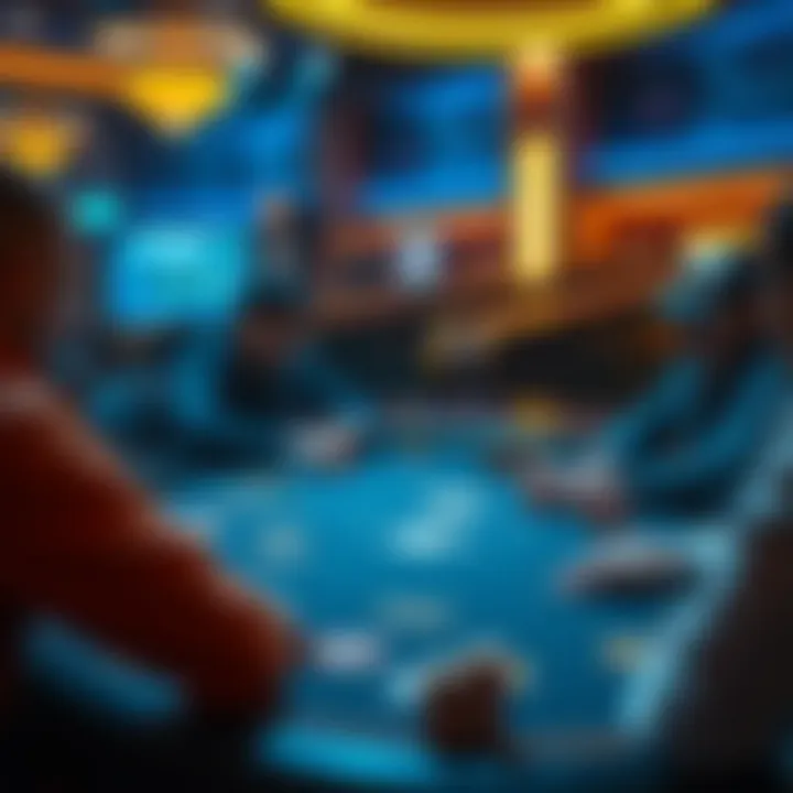 Strategic Gameplay in Cryptocurrency Poker Strategic play depicted on a futuristic poker table