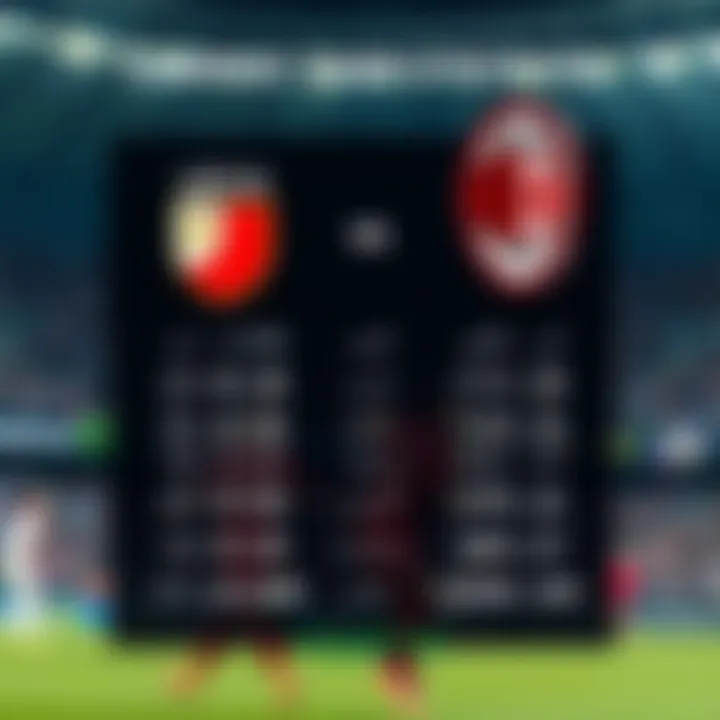 Current team statistics for Lecce and Milan