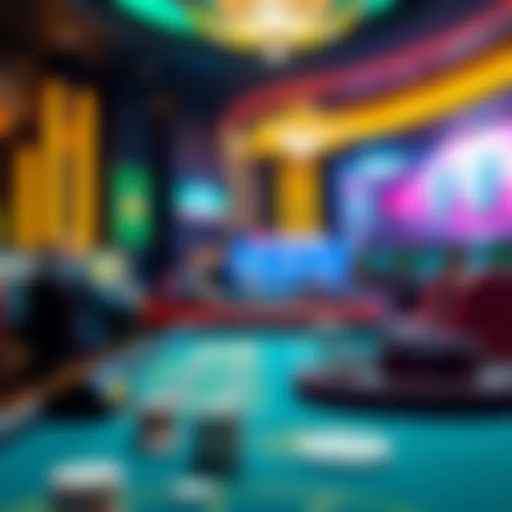 A vibrant live dealer casino setup showcasing a gaming table