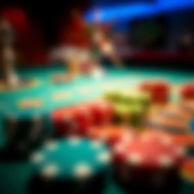 Close-up of roulette chips on the table.