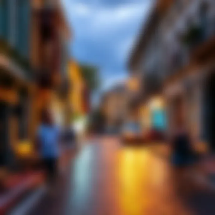 A vibrant street scene in Montevideo reflecting the city's unique cultural heritage