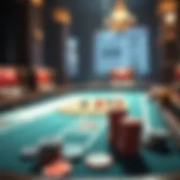 A classic baccarat table with cards and chips