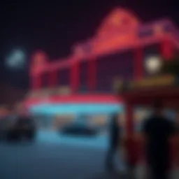 Illuminated casino exterior at night