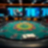 A detailed layout of an online poker table