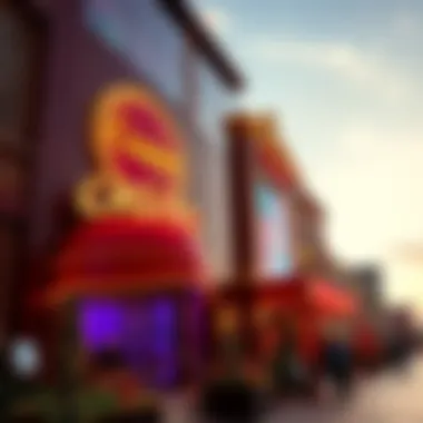 Vibrant exterior of a luxurious foreign casino