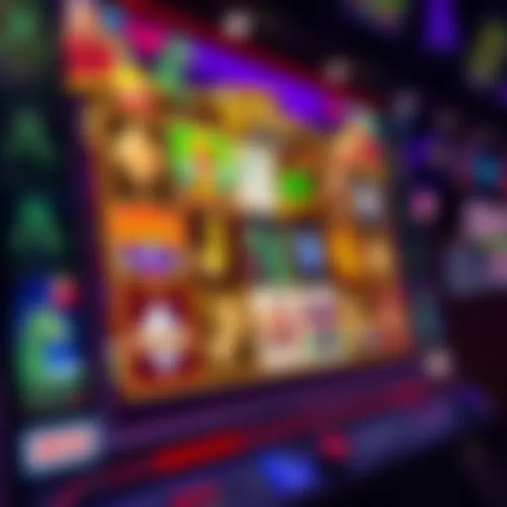 A vibrant online slot game interface showcasing various themes and features