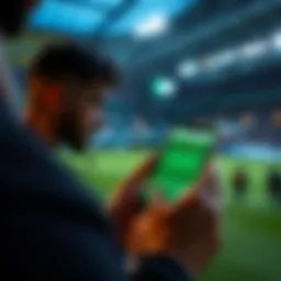 A user engaging with a soccer betting app on a smartphone