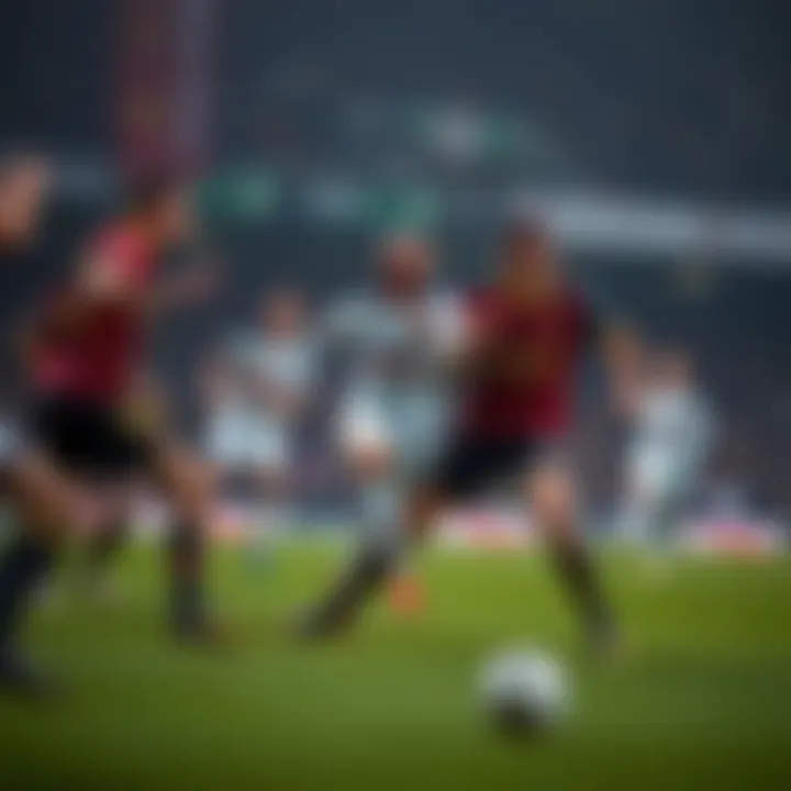 Players from both teams competing for the ball