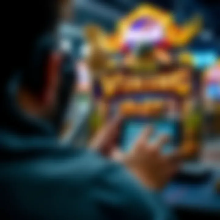 A player engaging with the Viking slot game on a digital device, emphasizing the online gaming experience.