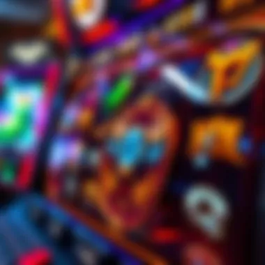 A close-up view of spinning reels showcasing vibrant graphics and bonuses in a Viking slot game.